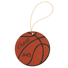 Load image into Gallery viewer, Basketball Gold Laserable Leatherette Round Ornament with String
