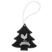 Load image into Gallery viewer, Black/Silver Silver Laserable Leatherette Tree Ornament with String
