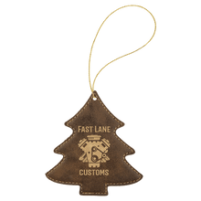 Load image into Gallery viewer, Rustic/Gold Gold Laserable Leatherette Tree Ornament with String
