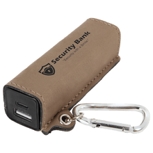 Load image into Gallery viewer, Light Brown Laserable Leatherette 2200 mAh Power Bank with USB-C Cord
