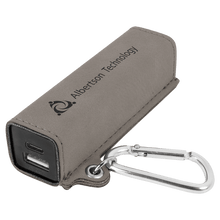 Load image into Gallery viewer, Gray Laserable Leatherette 2200 mAh Power Bank with USB-C Cord
