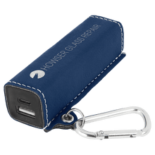 Load image into Gallery viewer, Blue/Silver Laserable Leatherette 2200 mAh Power Bank with USB-C Cord
