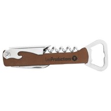 Load image into Gallery viewer, Dark Brown Laserable Leatherette Wine Bottle Opener
