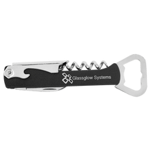 Load image into Gallery viewer, Black/Silver Laserable Leatherette Wine Bottle Opener
