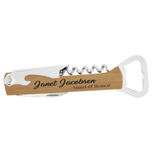 Load image into Gallery viewer, Bamboo Laserable Leatherette Wine Bottle Opener
