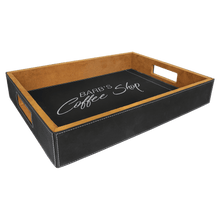 Load image into Gallery viewer, Black/Silver 16" x 12" Laserable Leatherette Serving Tray
