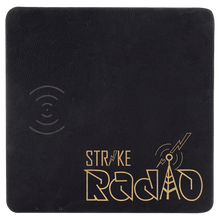 Load image into Gallery viewer, Black/Gold 8" x 8" Laserable Leatherette Phone Charging Mat
