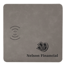 Load image into Gallery viewer, Gray 8" x 8" Laserable Leatherette Phone Charging Mat
