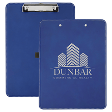 Load image into Gallery viewer, Blue/Silver 9" x 12 1/2" Laserable Leatherette Clipboard
