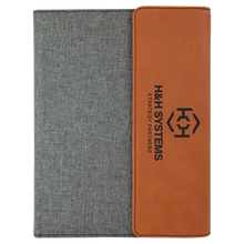 Load image into Gallery viewer, Rawhide Laserable Leatherette / Gray 7" x 9" Canvas Portfolio with Notepad
