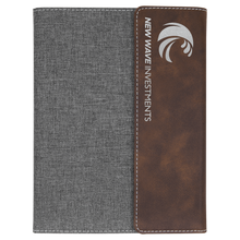 Load image into Gallery viewer, Rustic/Silver Leatherette / Gray 7" x 9" Canvas Portfolio with Notepad
