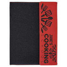 Load image into Gallery viewer, Red Laserable Leatherette / Black 9 1/2" x 12" Canvas Portfolio with Notepad
