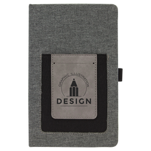 Load image into Gallery viewer, Gray w/Gray 5 1/4" x 8 1/4" Laserable Leatherette Journal with Cell/Card Slot
