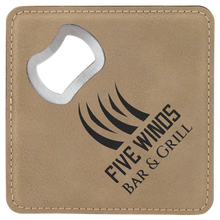 Load image into Gallery viewer, Light Brown 2 4" x 4" Square Laserable Leatherette 6-Coaster Set
