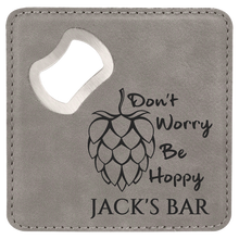 Load image into Gallery viewer, Gray 3 4" x 4" Square Laserable Leatherette 6-Coaster Set
