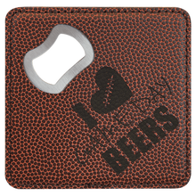 Load image into Gallery viewer, Football 3 4" x 4" Square Laserable Leatherette 6-Coaster Set
