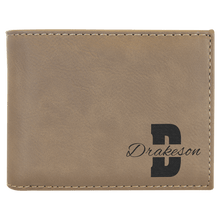 Load image into Gallery viewer, Light Brown Laserable Leatherette Bi-Fold Wallet w/Flip ID Display
