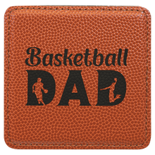 Load image into Gallery viewer, Basketball 2 4" x 4" Square Laserable Leatherette 6-Coaster Set
