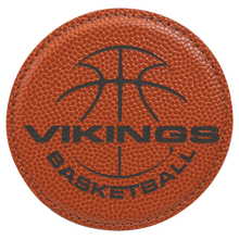 Load image into Gallery viewer, Basketball 4" Round Laserable Leatherette 6-Coaster Set
