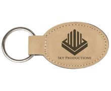 Load image into Gallery viewer, Light Brown 3" x 1 3/4" Laserable Leatherette Oval Keychain
