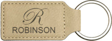 Load image into Gallery viewer, Light Brown 2 3/4" x 1 1/4" Laserable Leatherette Rectangle Keychain

