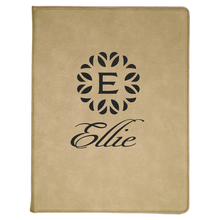Load image into Gallery viewer, Light Brown 9 1/2" x 12" Laserable Leatherette Portfolio with Notepad
