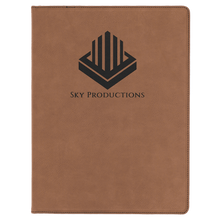 Load image into Gallery viewer, Dark Brown 9 1/2" x 12" Laserable Leatherette Portfolio with Notepad
