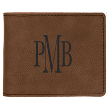Load image into Gallery viewer, Dark Brown 4 1/2" x 3 1/2" Laserable Leatherette Bifold Wallet
