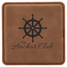 Load image into Gallery viewer, Dark Brown 2 4" x 4" Square Laserable Leatherette 6-Coaster Set
