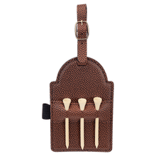 Load image into Gallery viewer, Football 5" x 3 1/4" Laserable Leatherette Golf Bag Tag with 3 Wooden Tees
