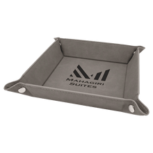 Load image into Gallery viewer, Gray Laserable Leatherette Snap Up Tray with Silver 6" x 6" Snaps
