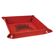 Load image into Gallery viewer, Red Laserable Leatherette Snap Up Tray with Silver 6" x 6" Snaps
