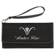 Load image into Gallery viewer, Black/Silver 7 1/2" x 4" Laserable Leatherette Wallet with Strap
