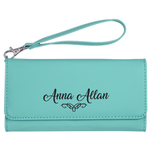 Load image into Gallery viewer, Teal 7 1/2" x 4" Laserable Leatherette Wallet with Strap
