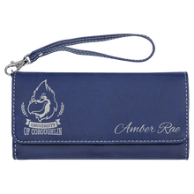 Load image into Gallery viewer, Blue/Silver 7 1/2" x 4" Laserable Leatherette Wallet with Strap

