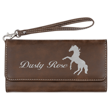 Load image into Gallery viewer, Rustic/Silver 7 1/2" x 4" Laserable Leatherette Wallet with Strap
