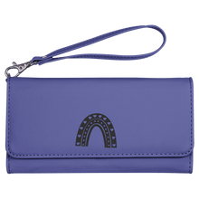 Load image into Gallery viewer, Purple 7 1/2" x 4" Laserable Leatherette Wallet with Strap
