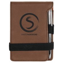 Load image into Gallery viewer, Dark Brown 3 1/4" x 4 3/4" Laserable Leatherette Mini Notepad with Pen
