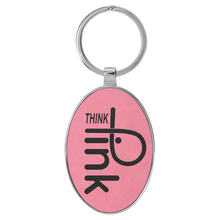 Load image into Gallery viewer, Pink 3" x 1 3/4" Laserable Leatherette/Metal Oval Keychain
