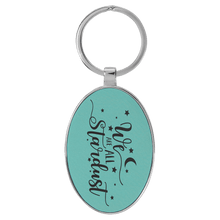 Load image into Gallery viewer, Teal 3" x 1 3/4" Laserable Leatherette/Metal Oval Keychain
