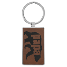 Load image into Gallery viewer, Dark Brown 2 3/4" x 1 1/4" Laserable Leatherette/Metal Rectangle Keychain
