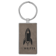Load image into Gallery viewer, Gray 2 3/4" x 1 1/4" Laserable Leatherette/Metal Rectangle Keychain
