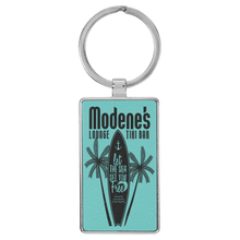 Load image into Gallery viewer, Teal 2 3/4" x 1 1/4" Laserable Leatherette/Metal Rectangle Keychain
