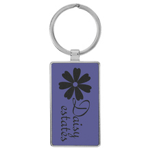 Load image into Gallery viewer, Purple 2 3/4" x 1 1/4" Laserable Leatherette/Metal Rectangle Keychain
