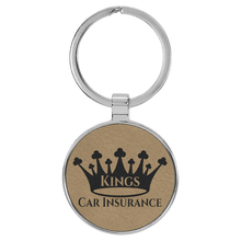 Load image into Gallery viewer, Light Brown 1 1/2" Laserable Leatherette/Metal Round Keychain
