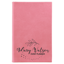 Load image into Gallery viewer, Pink 5 1/4" x 8 1/4" Laserable Leatherette Sketch Book with Unlined Notepad
