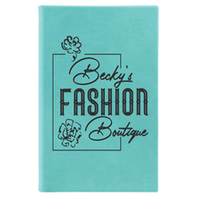 Load image into Gallery viewer, Teal 5 1/4" x 8 1/4" Laserable Leatherette Sketch Book with Unlined Notepad
