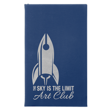 Load image into Gallery viewer, Blue/Silver 5 1/4" x 8 1/4" Laserable Leatherette Sketch Book with Unlined Notepad
