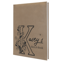 Load image into Gallery viewer, Light Brown 7" x 9 3/4" Laserable Leatherette Sketch Book with Unlined Notepad
