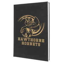 Load image into Gallery viewer, Black/Gold 7" x 9 3/4" Laserable Leatherette Sketch Book with Unlined Notepad
